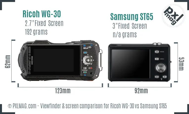 Ricoh WG-30 vs Samsung ST65 Screen and Viewfinder comparison