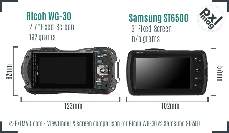 Ricoh WG-30 vs Samsung ST6500 Screen and Viewfinder comparison