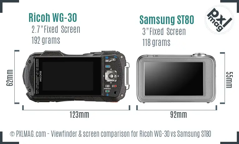 Ricoh WG-30 vs Samsung ST80 Screen and Viewfinder comparison