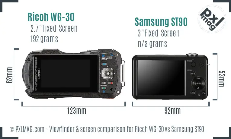 Ricoh WG-30 vs Samsung ST90 Screen and Viewfinder comparison