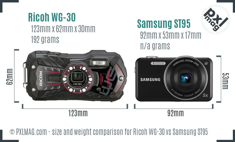 Ricoh WG-30 vs Samsung ST95 size comparison Ricoh WG-30 vs Samsung ST95 size comparison