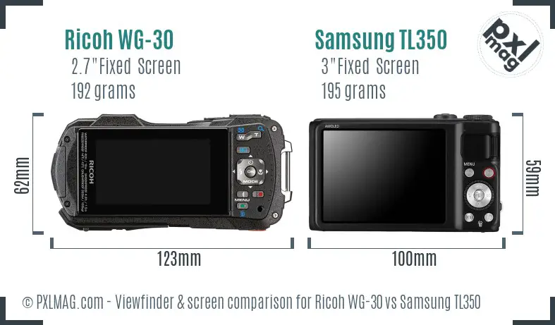 Ricoh WG-30 vs Samsung TL350 Screen and Viewfinder comparison