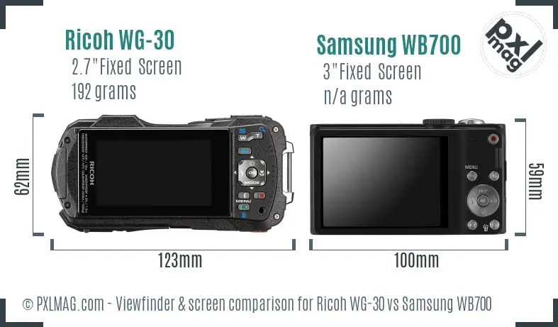 Ricoh WG-30 vs Samsung WB700 Screen and Viewfinder comparison