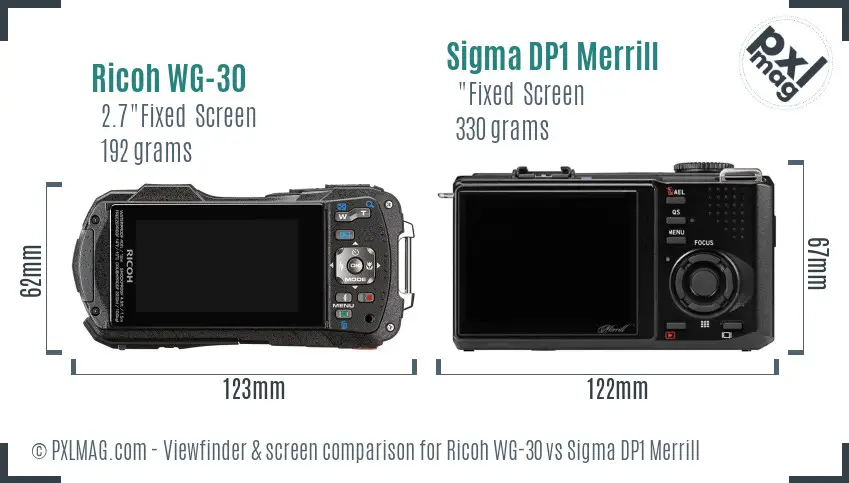 Ricoh WG-30 vs Sigma DP1 Merrill Screen and Viewfinder comparison