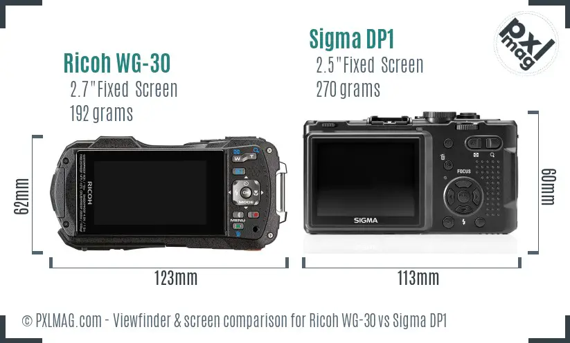 Ricoh WG-30 vs Sigma DP1 Screen and Viewfinder comparison