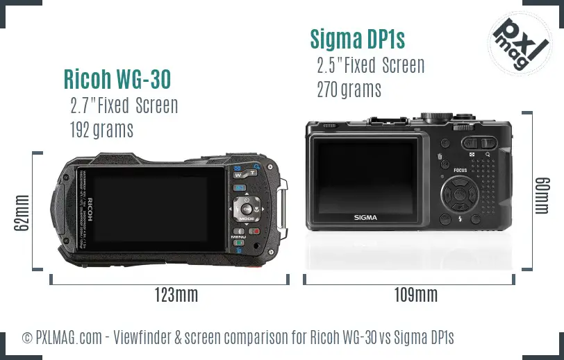 Ricoh WG-30 vs Sigma DP1s Screen and Viewfinder comparison