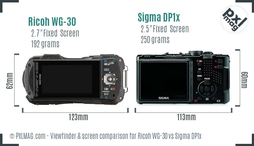 Ricoh WG-30 vs Sigma DP1x Screen and Viewfinder comparison