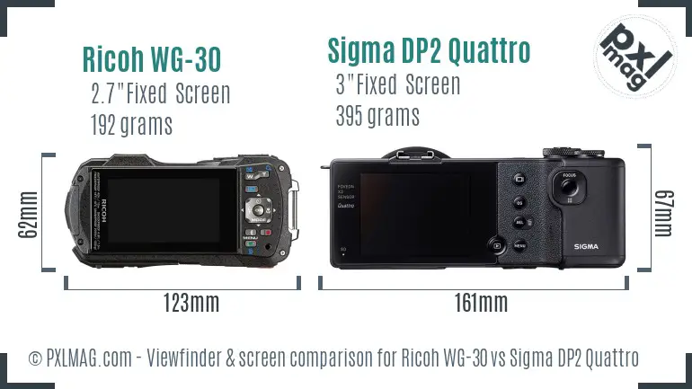 Ricoh WG-30 vs Sigma DP2 Quattro Screen and Viewfinder comparison