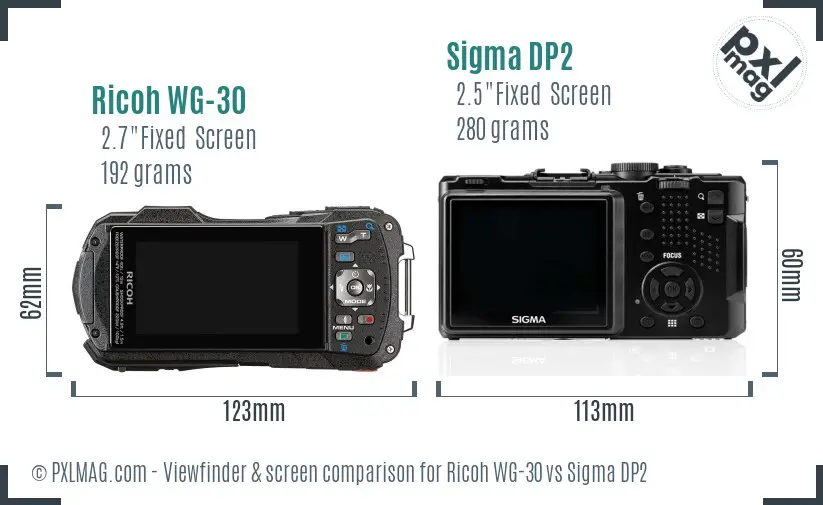 Ricoh WG-30 vs Sigma DP2 Screen and Viewfinder comparison