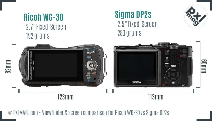 Ricoh WG-30 vs Sigma DP2s Screen and Viewfinder comparison