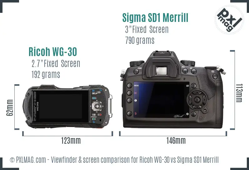 Ricoh WG-30 vs Sigma SD1 Merrill Screen and Viewfinder comparison