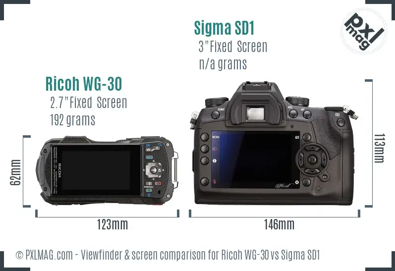Ricoh WG-30 vs Sigma SD1 Screen and Viewfinder comparison