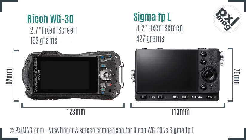 Ricoh WG-30 vs Sigma fp L Screen and Viewfinder comparison