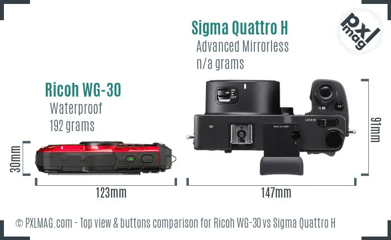 Ricoh WG-30 vs Sigma Quattro H top view buttons comparison
