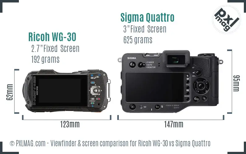 Ricoh WG-30 vs Sigma Quattro Screen and Viewfinder comparison