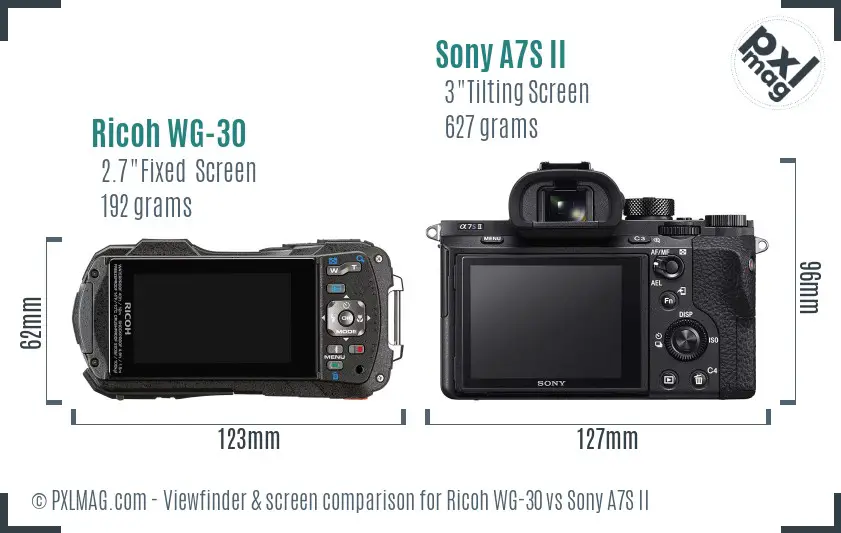 Ricoh WG-30 vs Sony A7S II Screen and Viewfinder comparison