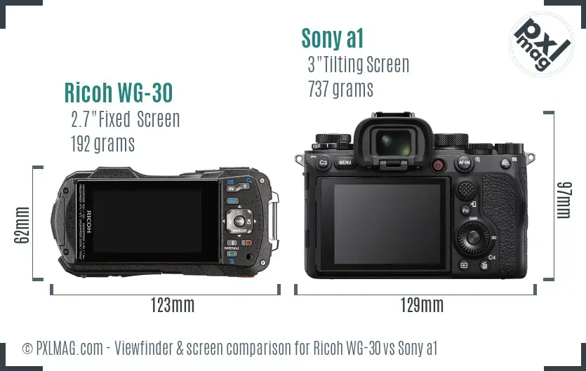 Ricoh WG-30 vs Sony a1 Screen and Viewfinder comparison