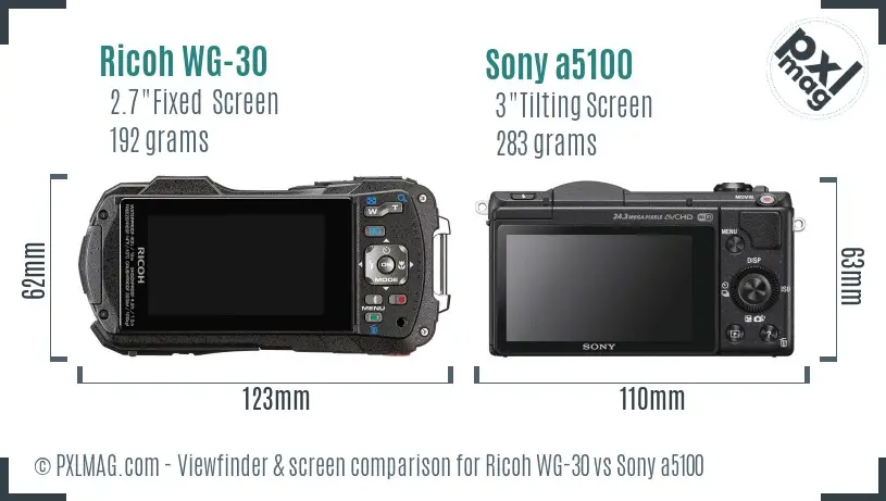 Ricoh WG-30 vs Sony a5100 Screen and Viewfinder comparison