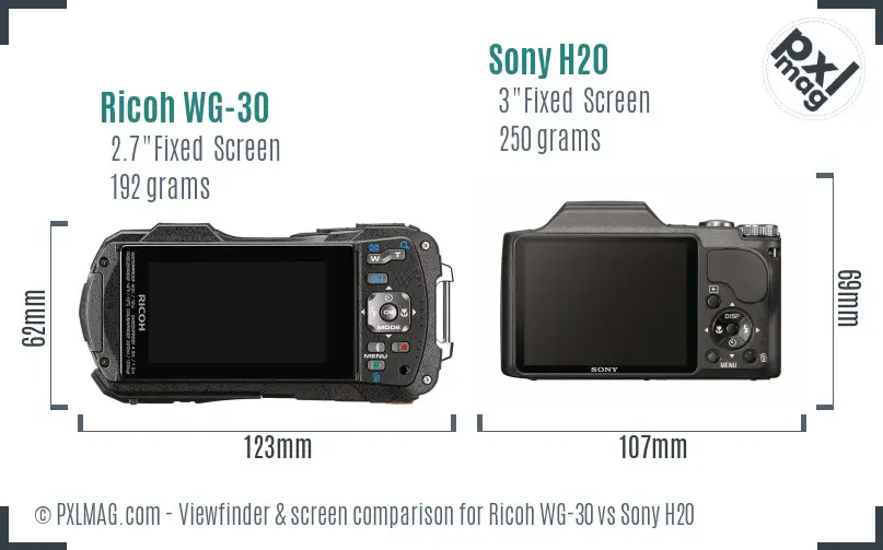 Ricoh WG-30 vs Sony H20 Screen and Viewfinder comparison