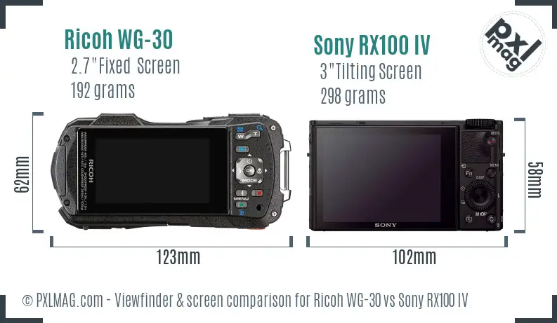 Ricoh WG-30 vs Sony RX100 IV Screen and Viewfinder comparison Ricoh WG-30 vs Sony RX100 IV Screen and Viewfinder comparison