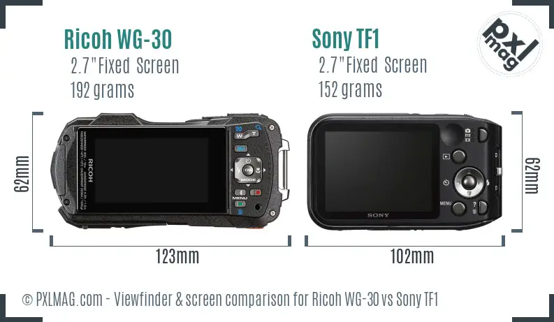 Ricoh WG-30 vs Sony TF1 Screen and Viewfinder comparison