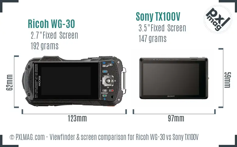 Ricoh WG-30 vs Sony TX100V Screen and Viewfinder comparison