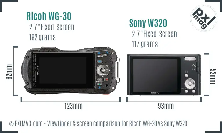 Ricoh WG-30 vs Sony W320 Screen and Viewfinder comparison