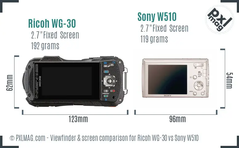 Ricoh WG-30 vs Sony W510 Screen and Viewfinder comparison