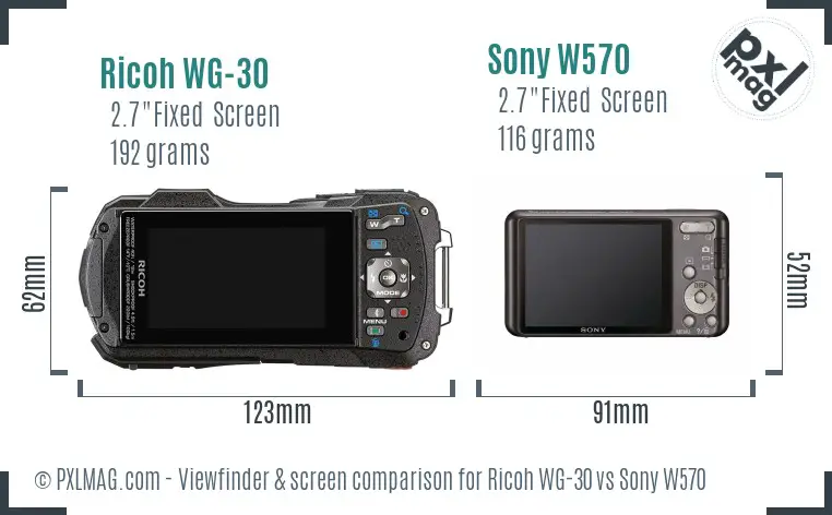 Ricoh WG-30 vs Sony W570 Screen and Viewfinder comparison
