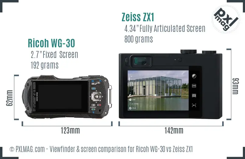 Ricoh WG-30 vs Zeiss ZX1 Screen and Viewfinder comparison