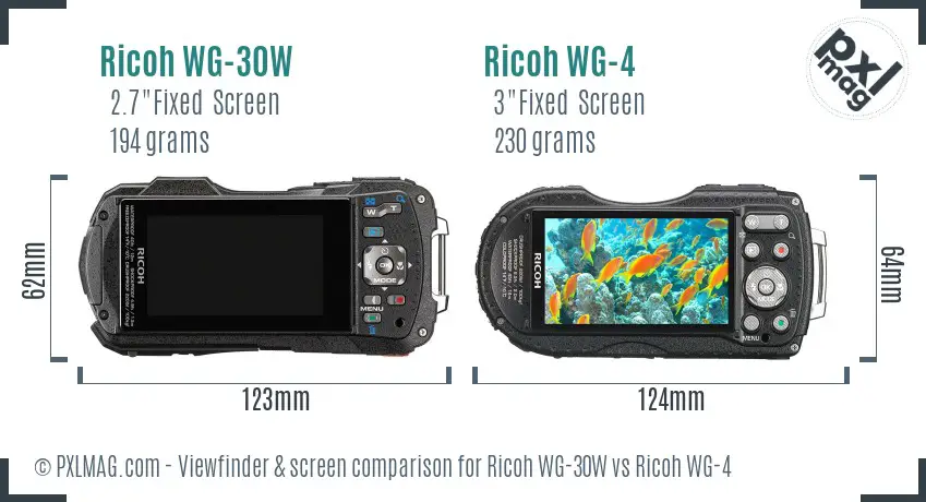 Ricoh WG-30W vs Ricoh WG-4 Screen and Viewfinder comparison