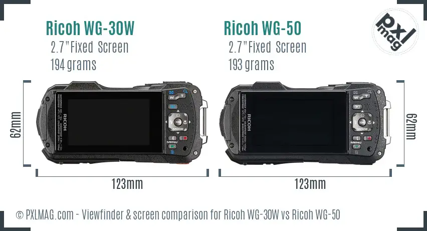 Ricoh WG-30W vs Ricoh WG-50 Screen and Viewfinder comparison