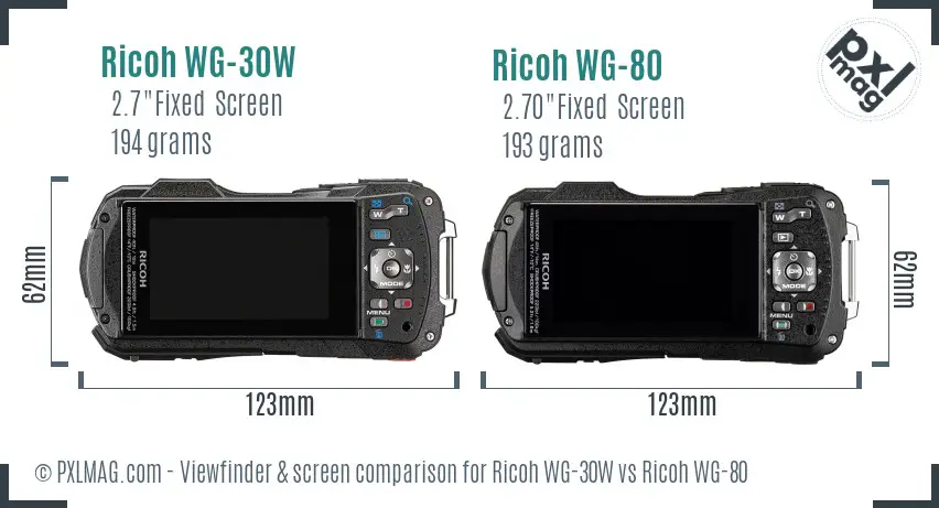 Ricoh WG-30W vs Ricoh WG-80 Screen and Viewfinder comparison