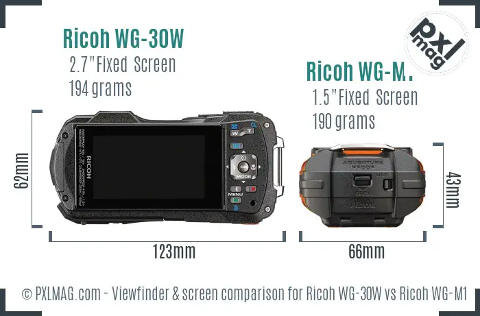 Ricoh WG-30W vs Ricoh WG-M1 Screen and Viewfinder comparison
