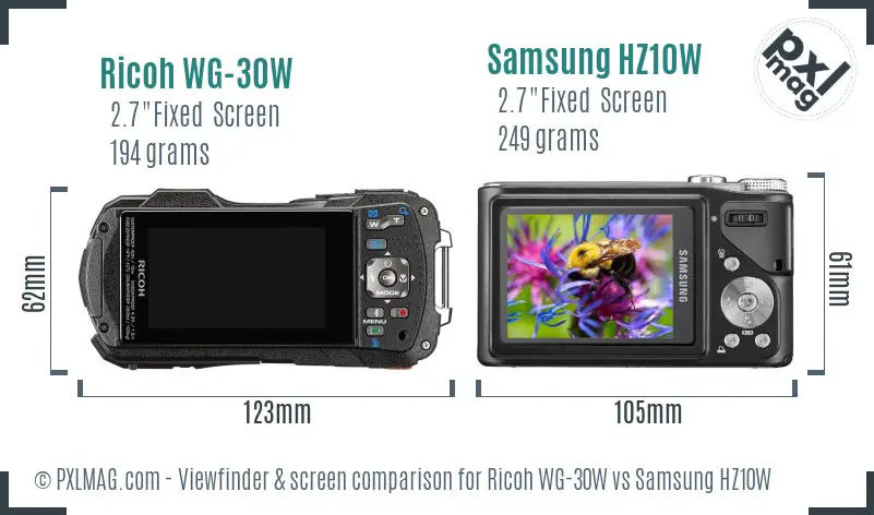 Ricoh WG-30W vs Samsung HZ10W Screen and Viewfinder comparison