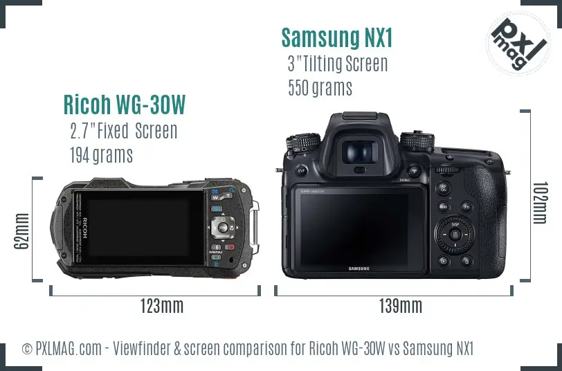 Ricoh WG-30W vs Samsung NX1 Screen and Viewfinder comparison