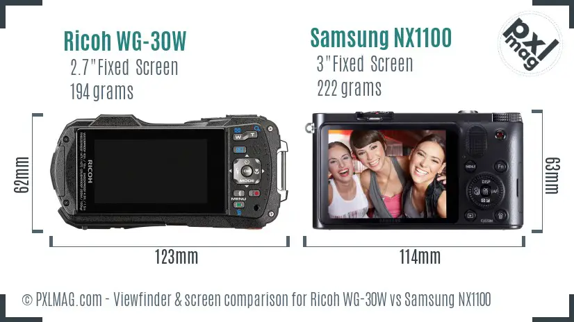 Ricoh WG-30W vs Samsung NX1100 Screen and Viewfinder comparison