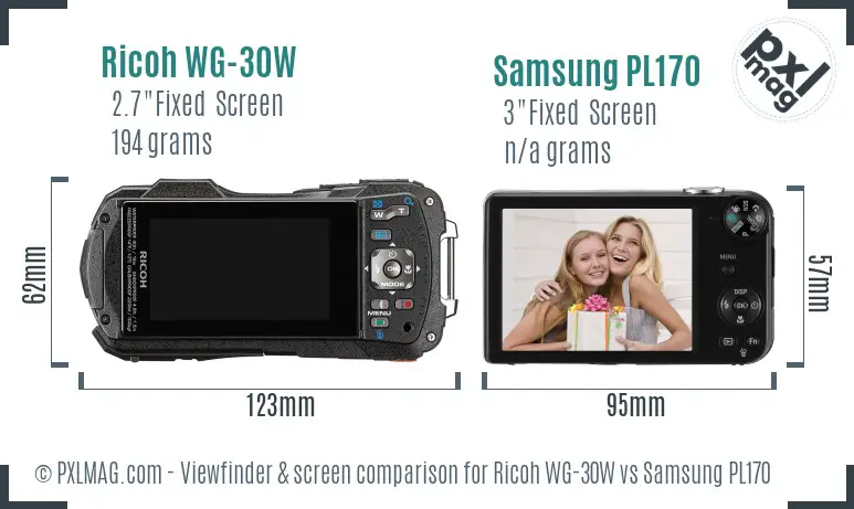 Ricoh WG-30W vs Samsung PL170 Screen and Viewfinder comparison Ricoh WG-30W vs Samsung PL170 Screen and Viewfinder comparison
