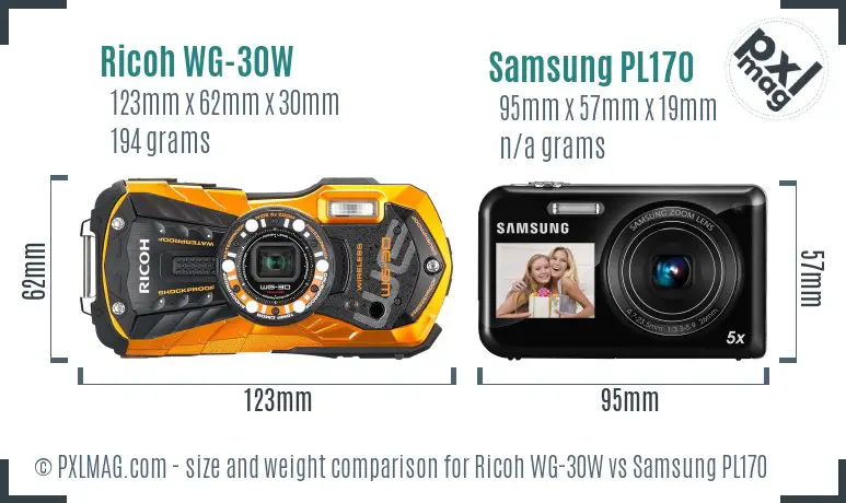 Ricoh WG-30W vs Samsung PL170 size comparison Ricoh WG-30W vs Samsung PL170 size comparison