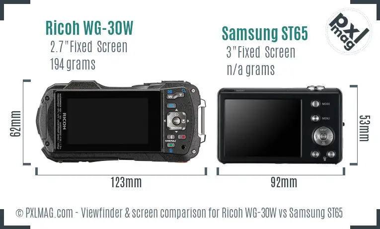 Ricoh WG-30W vs Samsung ST65 Screen and Viewfinder comparison