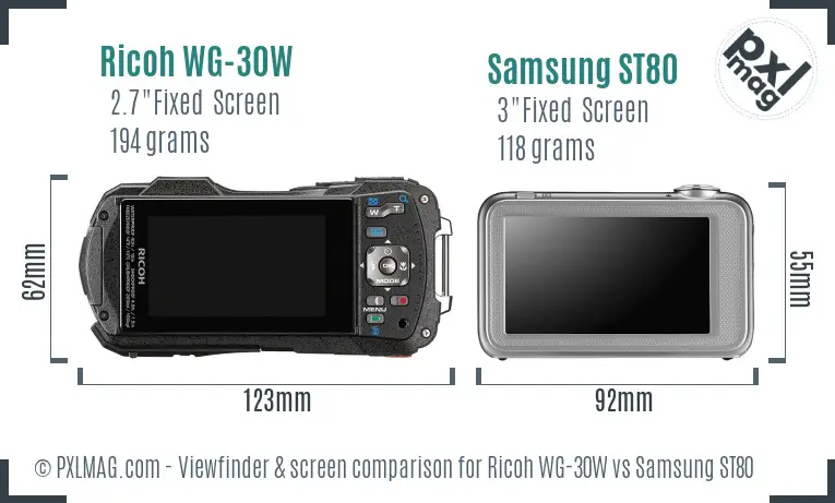 Ricoh WG-30W vs Samsung ST80 Screen and Viewfinder comparison