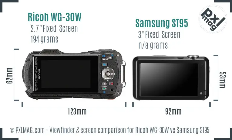 Ricoh WG-30W vs Samsung ST95 Screen and Viewfinder comparison