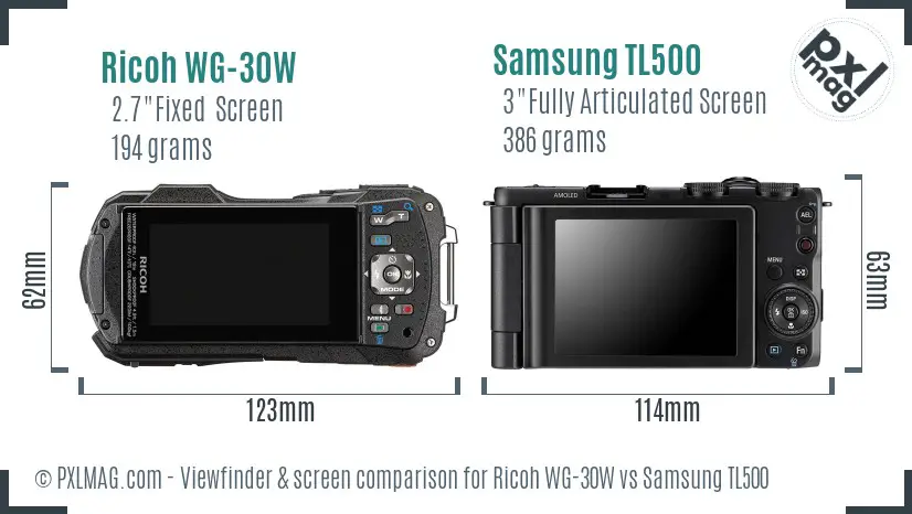 Ricoh WG-30W vs Samsung TL500 Screen and Viewfinder comparison Ricoh WG-30W vs Samsung TL500 Screen and Viewfinder comparison