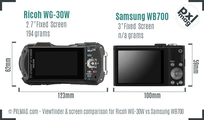 Ricoh WG-30W vs Samsung WB700 Screen and Viewfinder comparison