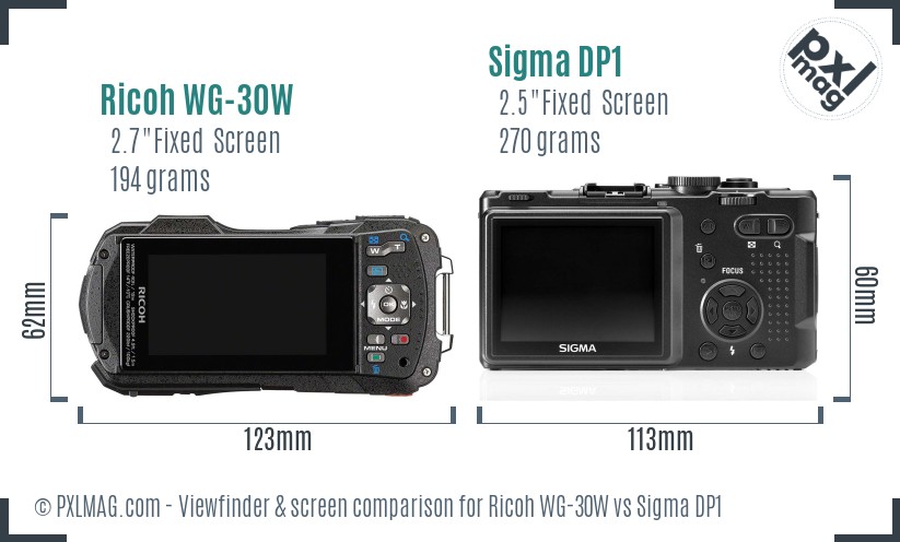 Ricoh WG-30W vs Sigma DP1 Screen and Viewfinder comparison