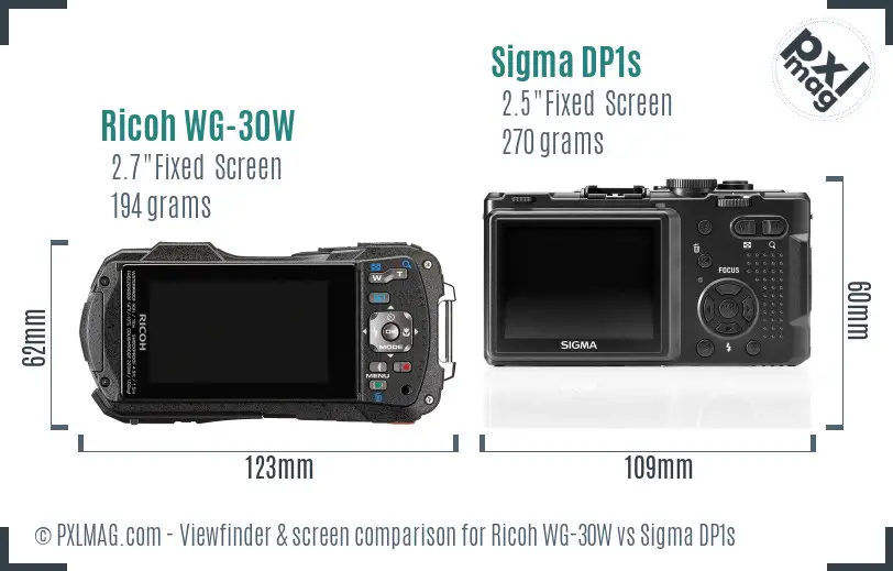 Ricoh WG-30W vs Sigma DP1s Screen and Viewfinder comparison