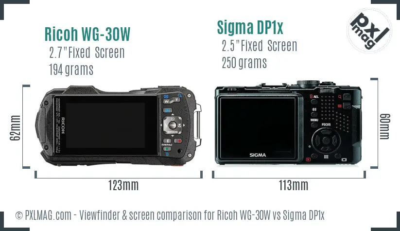 Ricoh WG-30W vs Sigma DP1x Screen and Viewfinder comparison