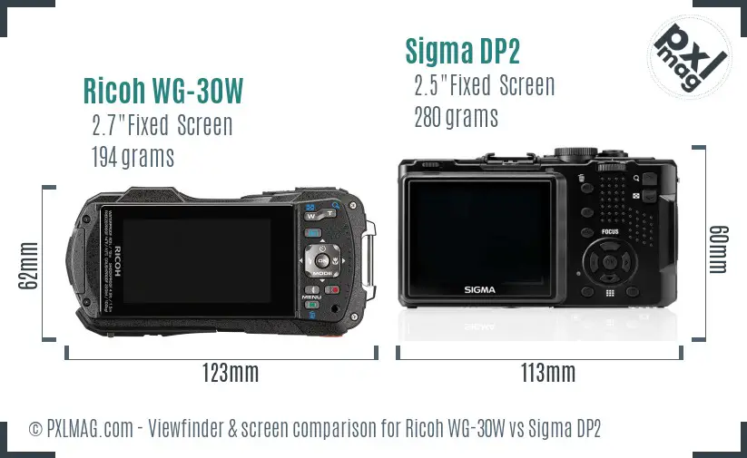 Ricoh WG-30W vs Sigma DP2 Screen and Viewfinder comparison