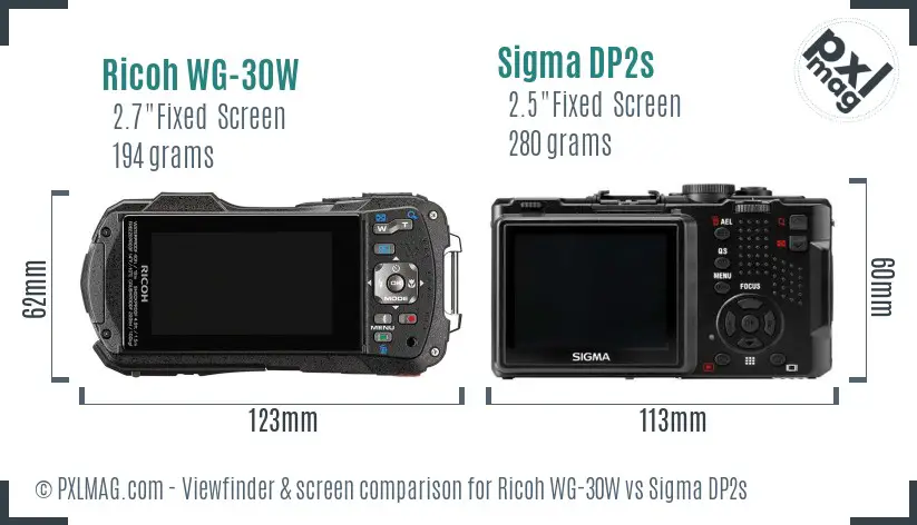 Ricoh WG-30W vs Sigma DP2s Screen and Viewfinder comparison