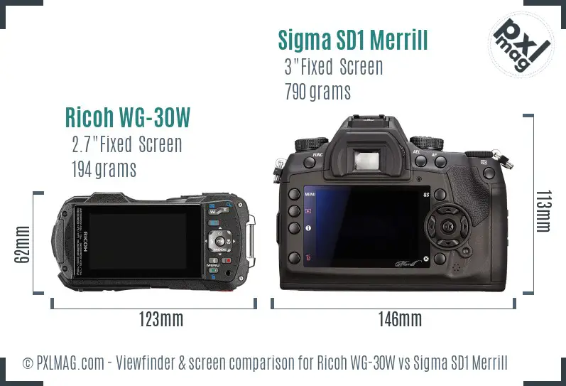 Ricoh WG-30W vs Sigma SD1 Merrill Screen and Viewfinder comparison